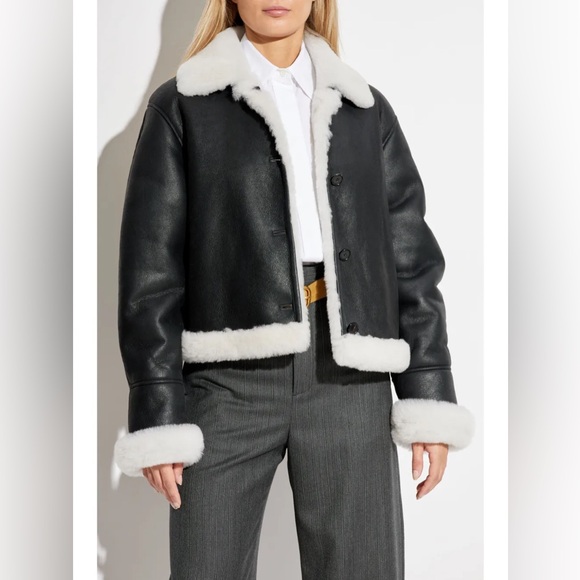 Loewe Jackets & Blazers - Loewe Black and White Shearling Leather Jacket
